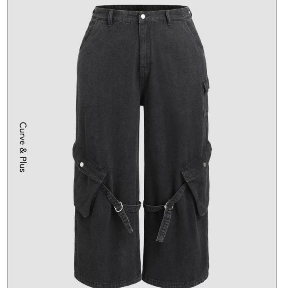 Cider Pants & Jumpsuits Cider Curve Plus High Waisted Cargo Jeans
